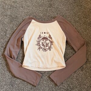 Women's Graphic Mushroom Print Long Sleeve Top